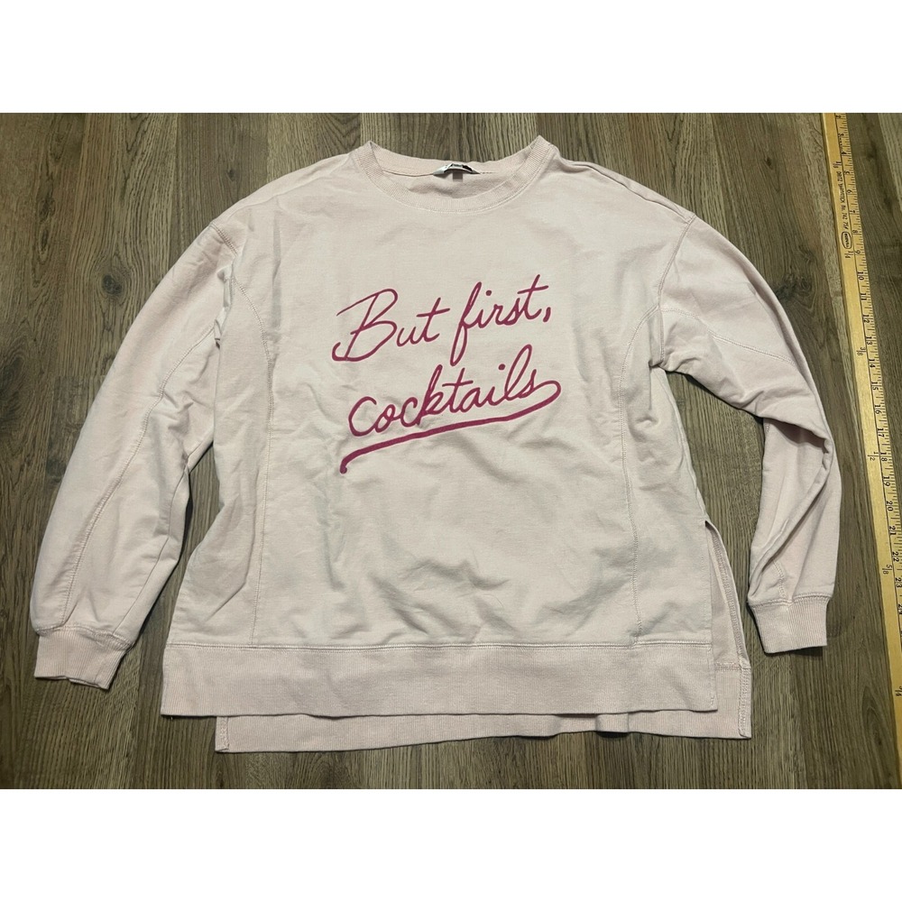 Wildfox Shirt, Women's Size Small, Pink, Long Sleeve, But First, Cocktails